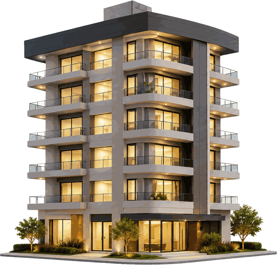 Edifício residencial de seis pavimentos, representando o condomínio analisado